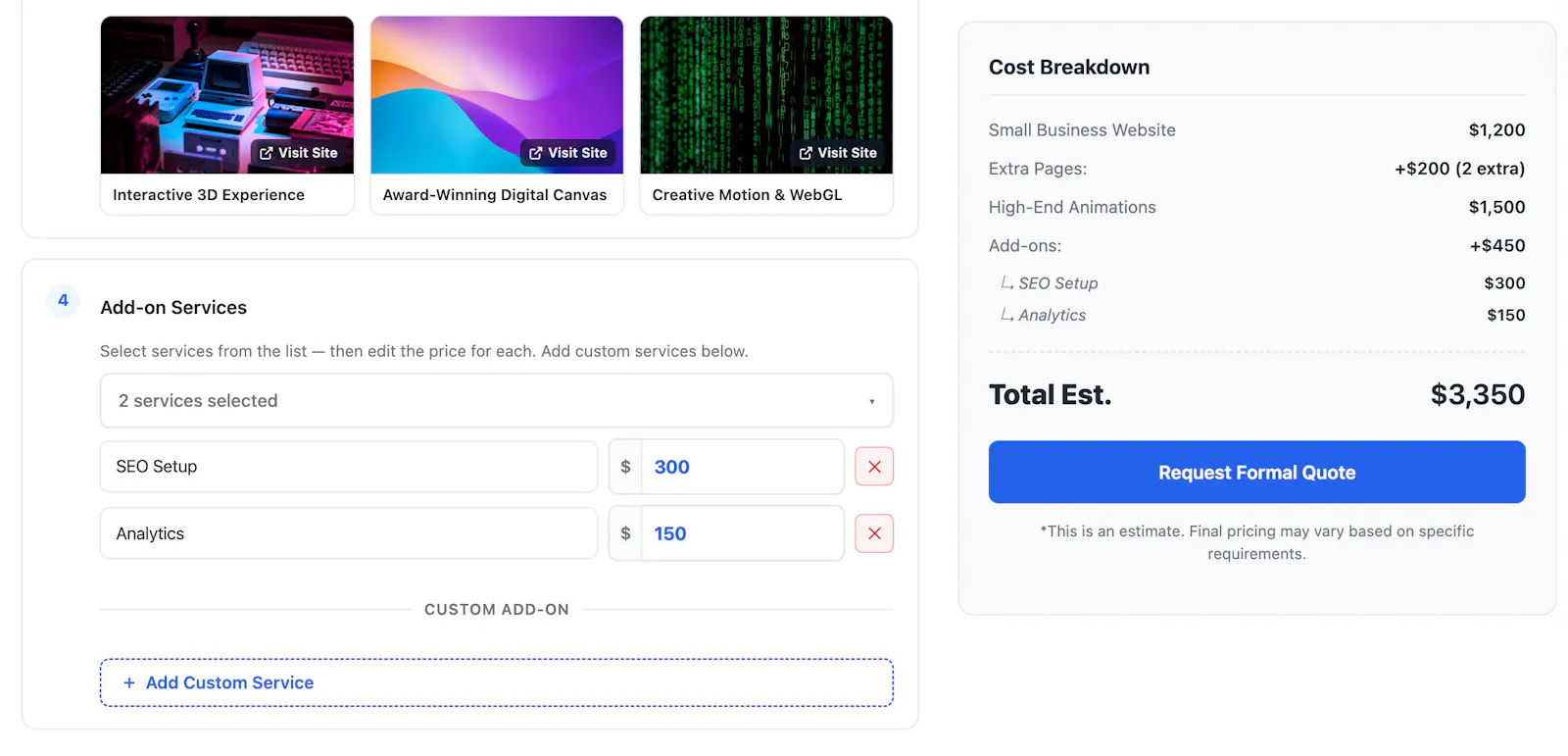 Website Cost Calculator by Niresh screenshot 4