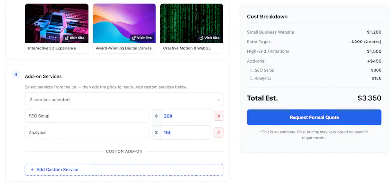 Website Cost Calculator by Niresh screenshot 4