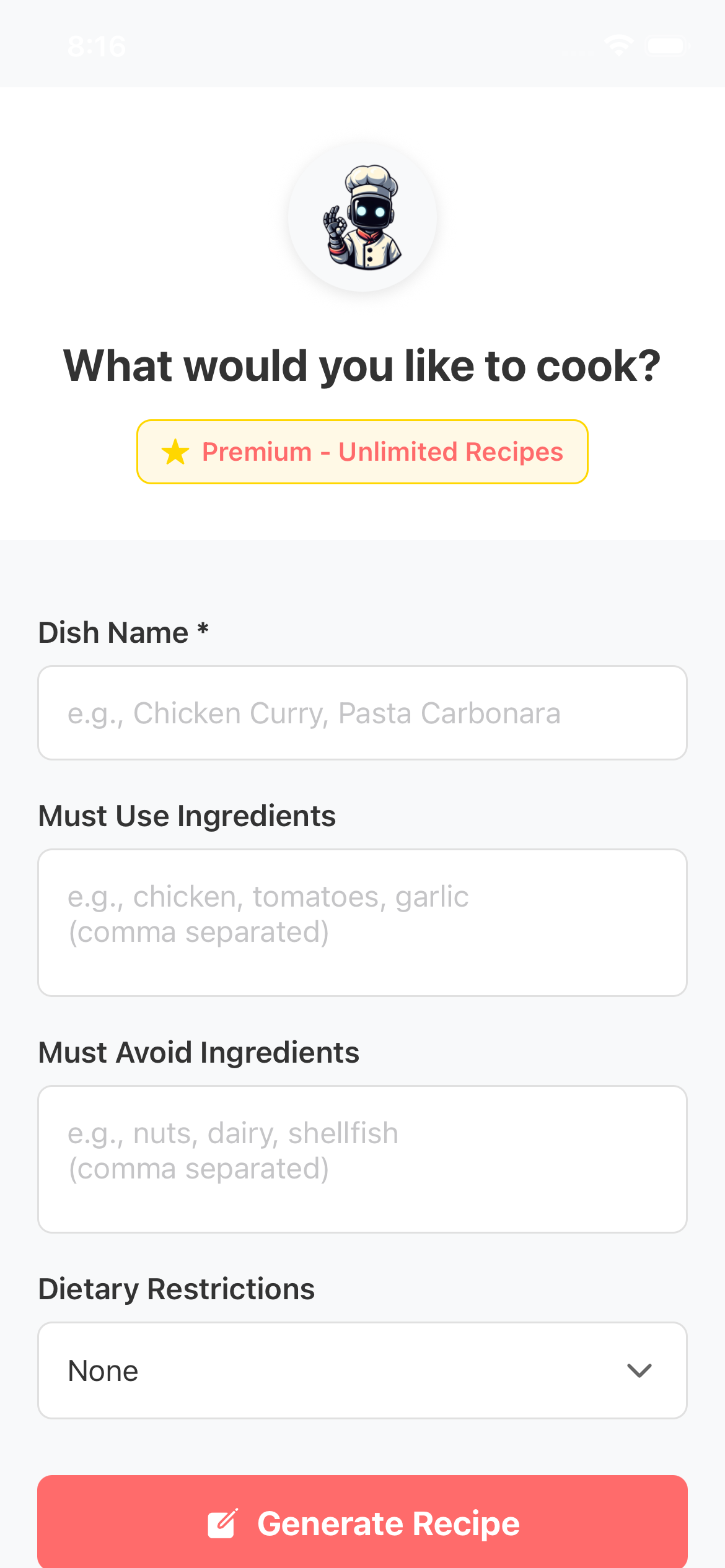 My Head Chef - Screenshot 2 showing product features and functionality