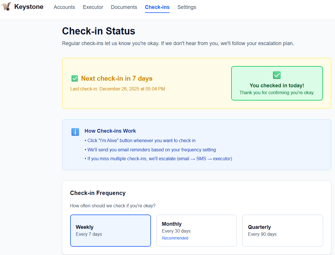 Keystone Family Vault - Screenshot 3 showing product features and functionality