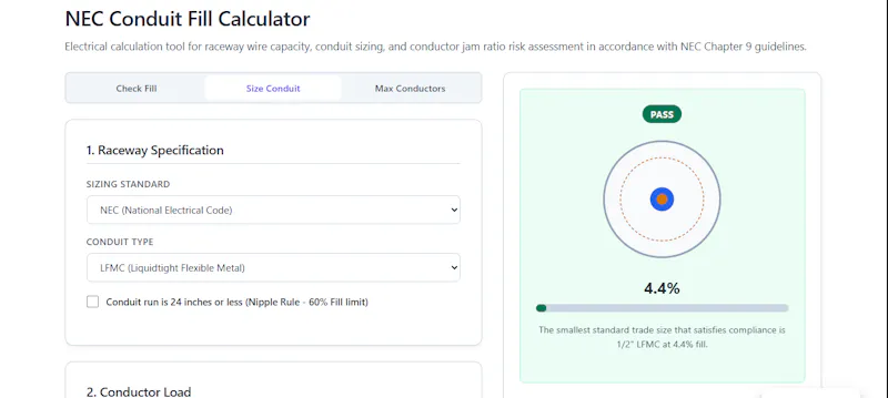 Conduitfilltool screenshot 1