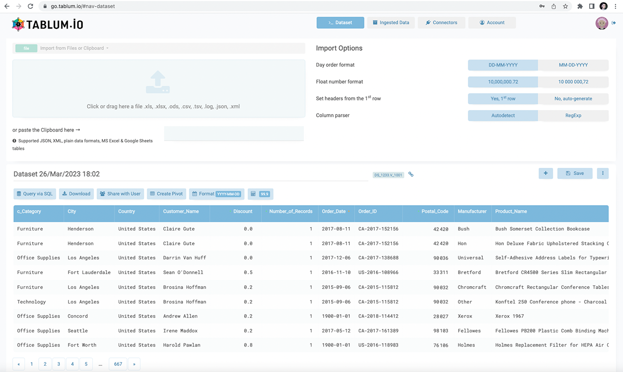 TABLUM.IO - Convierta CSV, XML y JSON en una base de datos SQL lista para análisis en vivo media 5