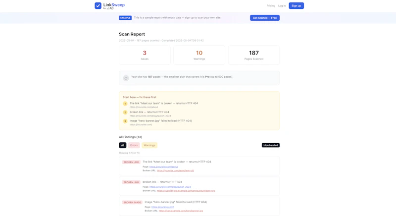 LinkSweep screenshot 2