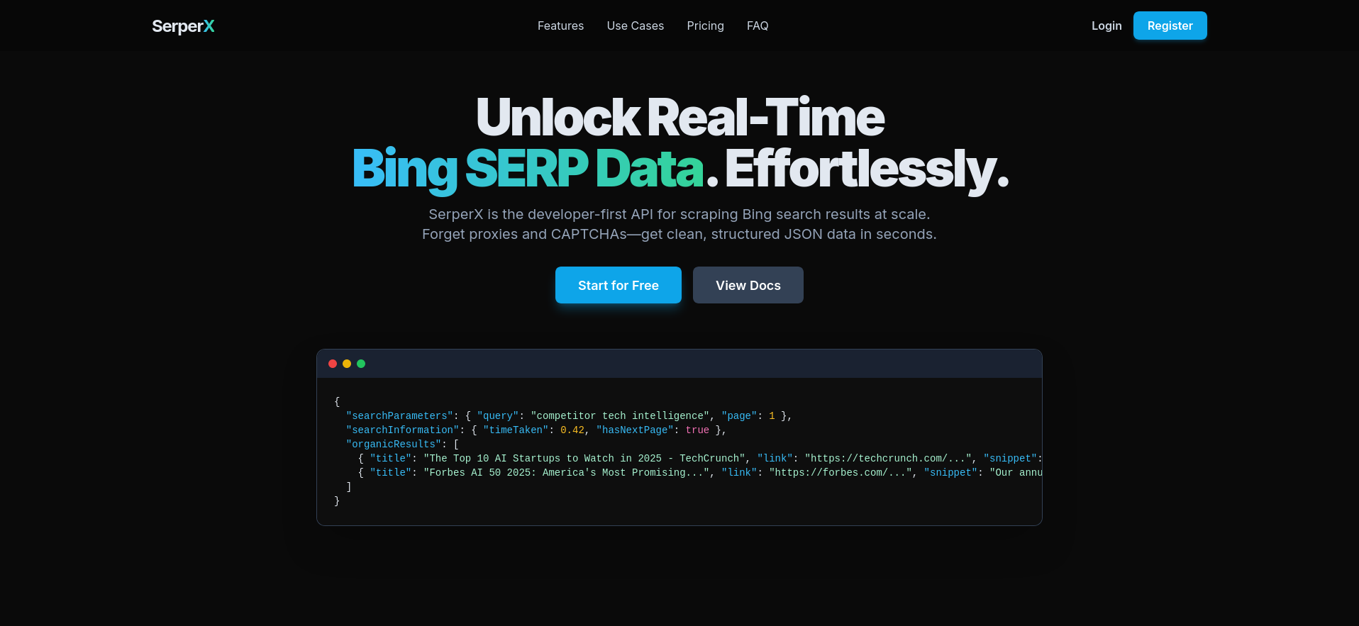 SerperX - Main screenshot showing features and interface