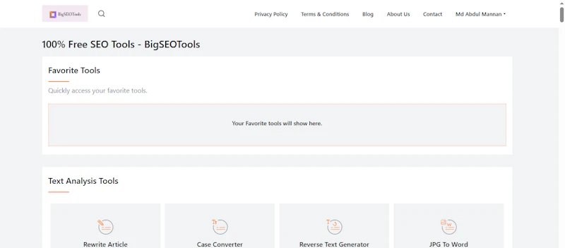100% Free SEO Tools - BigSEOTools screenshot 1