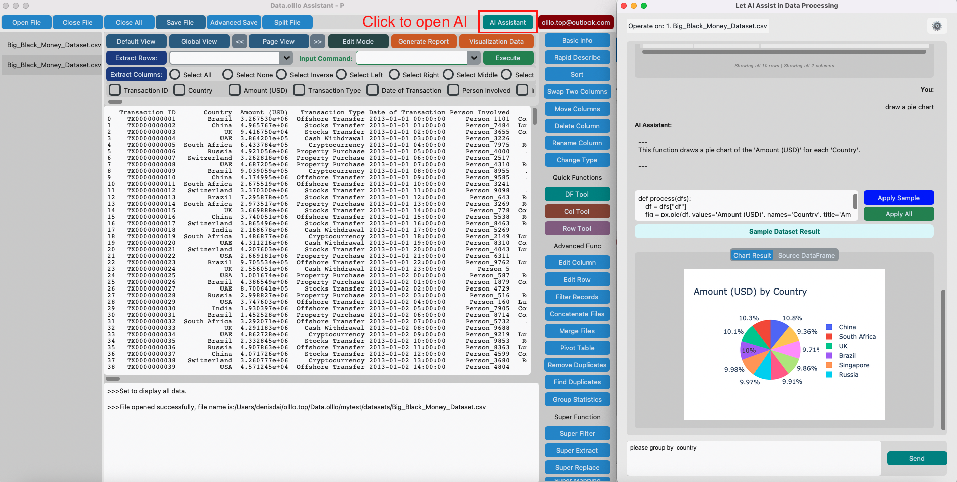 DataOlllo — Your Private AI Data Analyst - Screenshot 3 showing product features and functionality