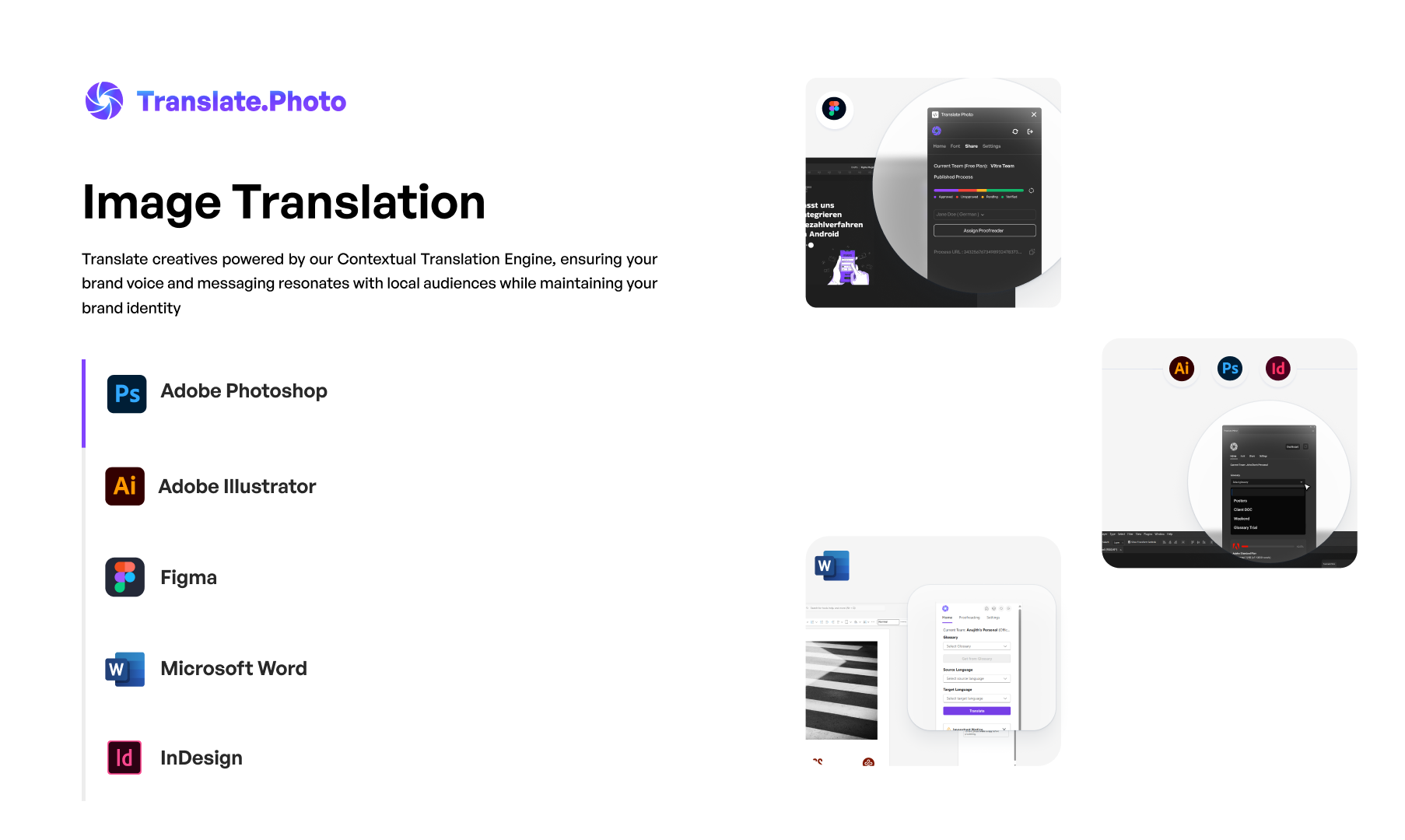 Translate.photo - Designs, Doc, Creative - Plug -in di traduzione AI per Adobe, Figma e Office media 4