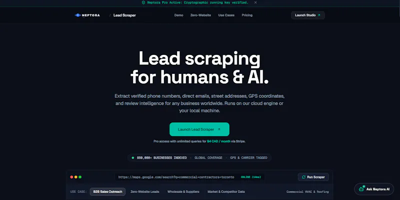 Neptora Lead Scraper screenshot 1