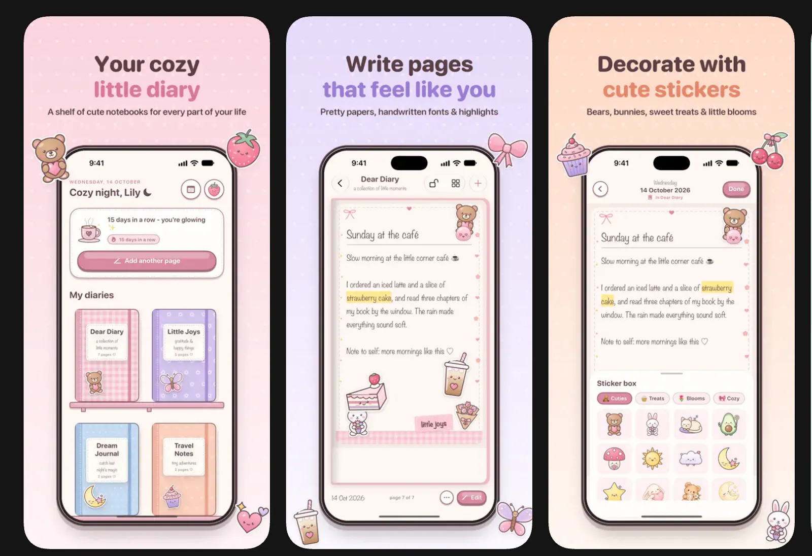Cozy Diary : Cute Journal with Lock screenshot 1