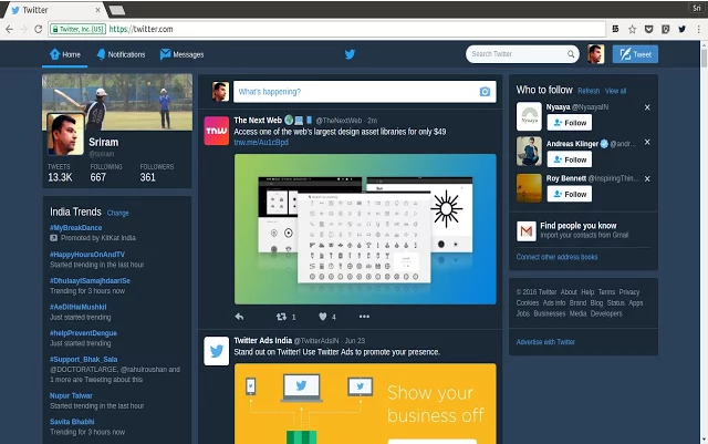 Twitter Web Night Mode Image
