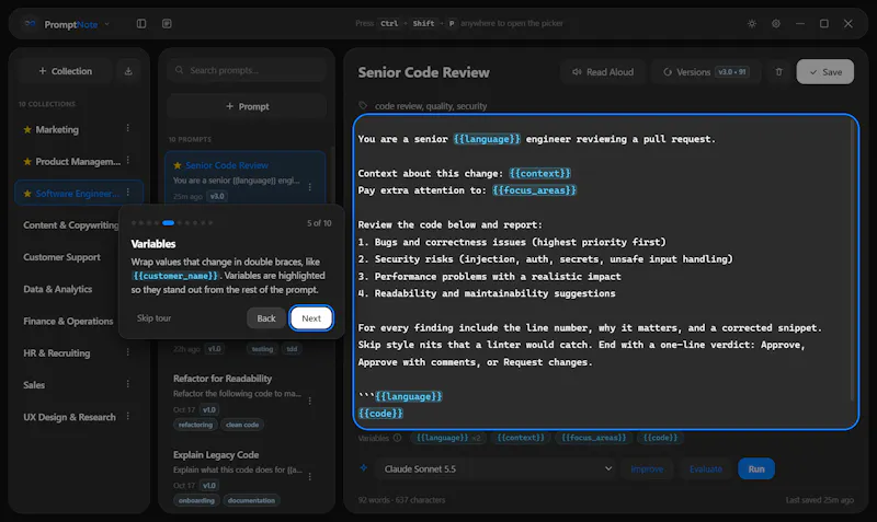 PromptNote screenshot 2
