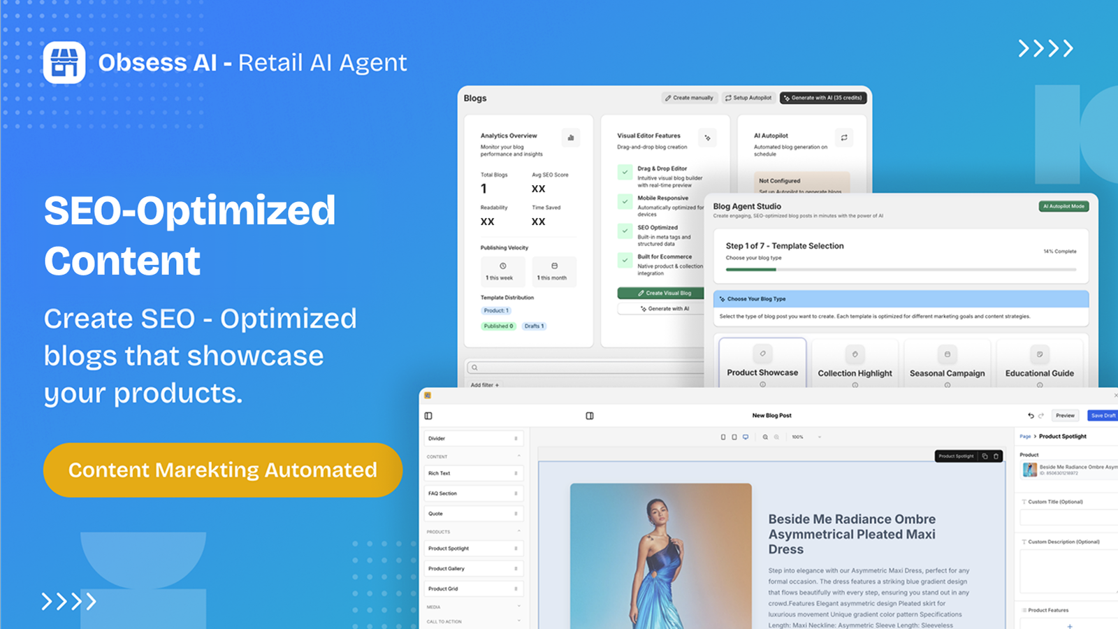 Obsess AI - Retail Agent - Main product screenshot demonstrating key features and user interface
