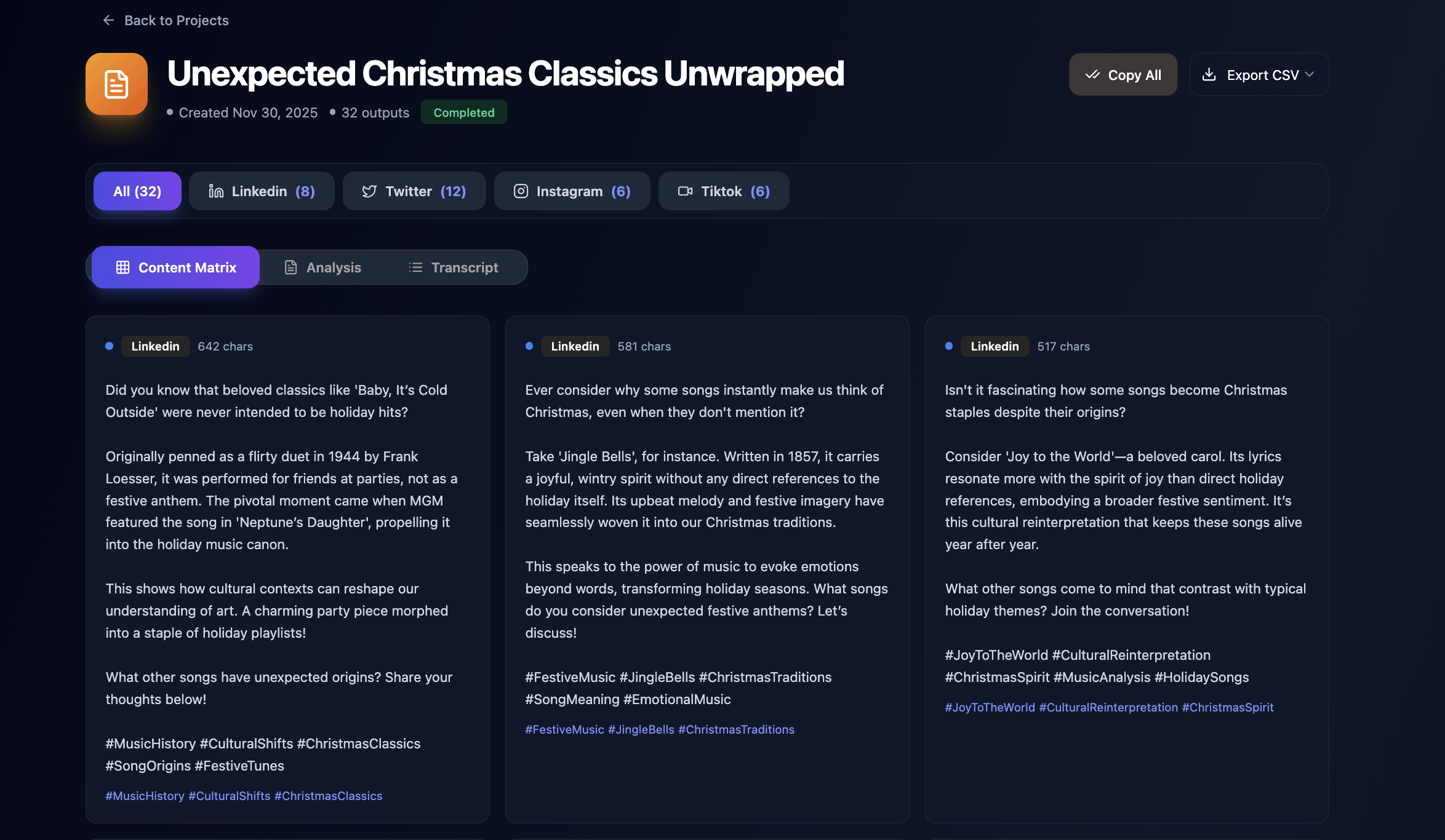 Content Matrix Generator gallery image