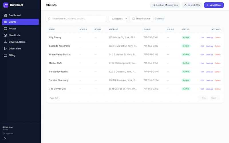 RunSheet screenshot 4