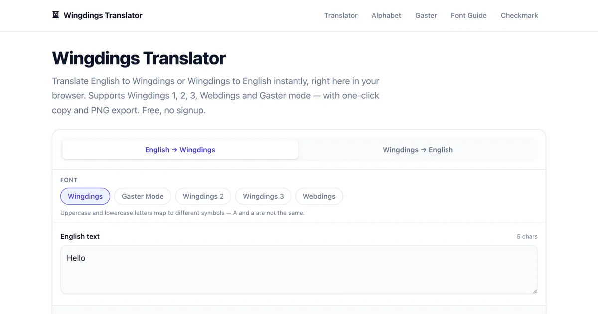 Wingdings Translator gallery image