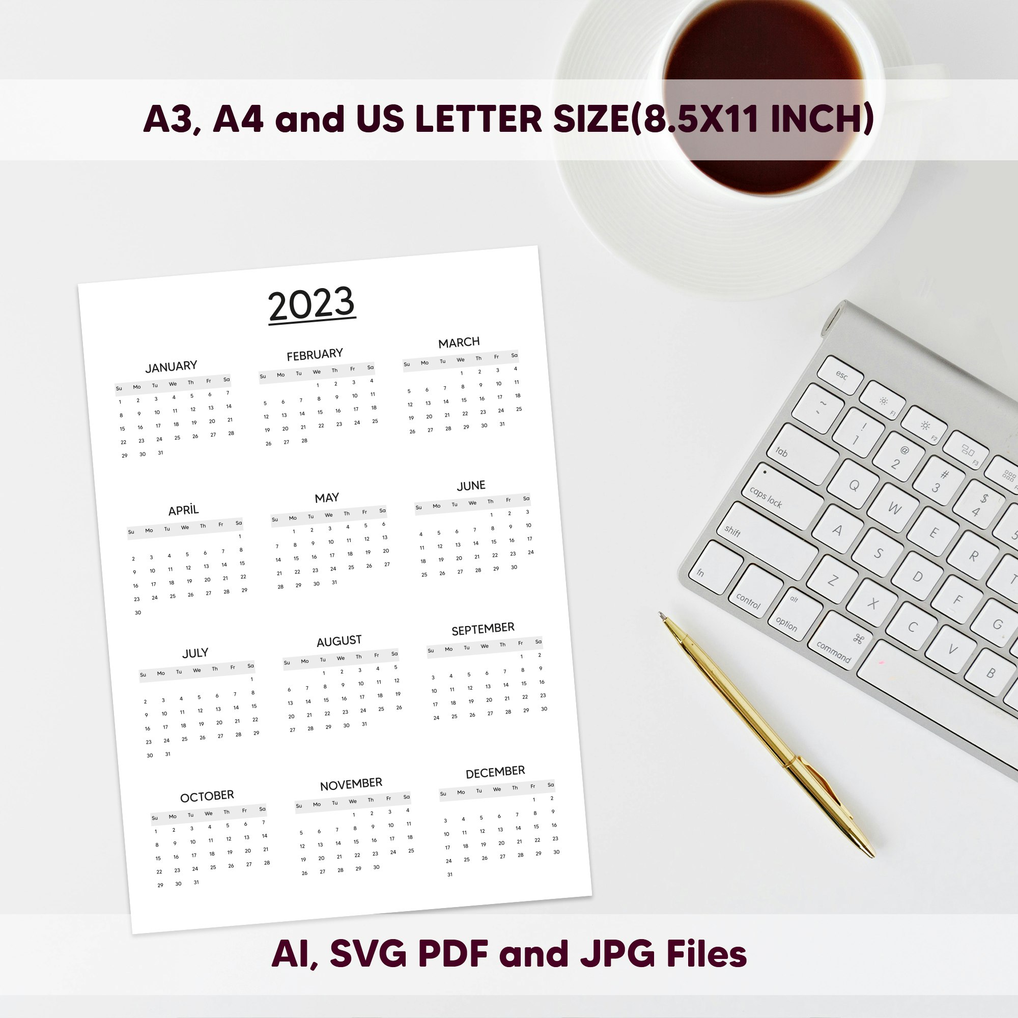 2023 Drukbare jaarlijkse kalender - 2023 Drukbare jaarlijkse kalender media 1