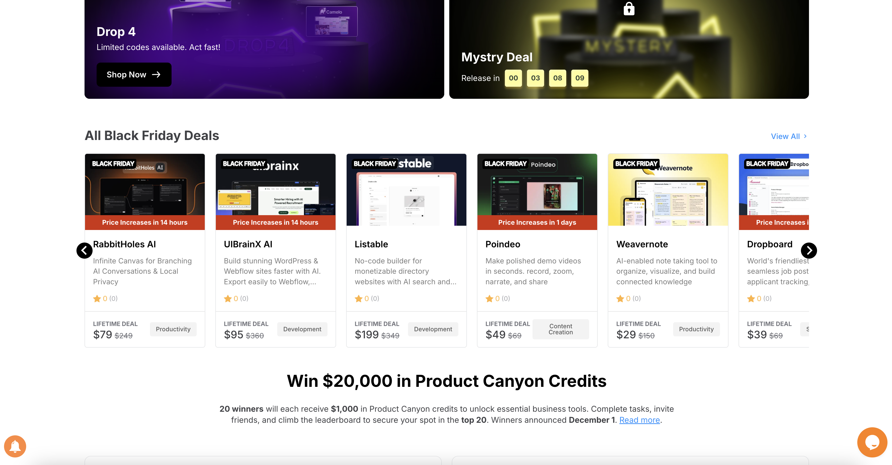 Product Canyon - Black Friday Event - Screenshot 5 showing product features and functionality