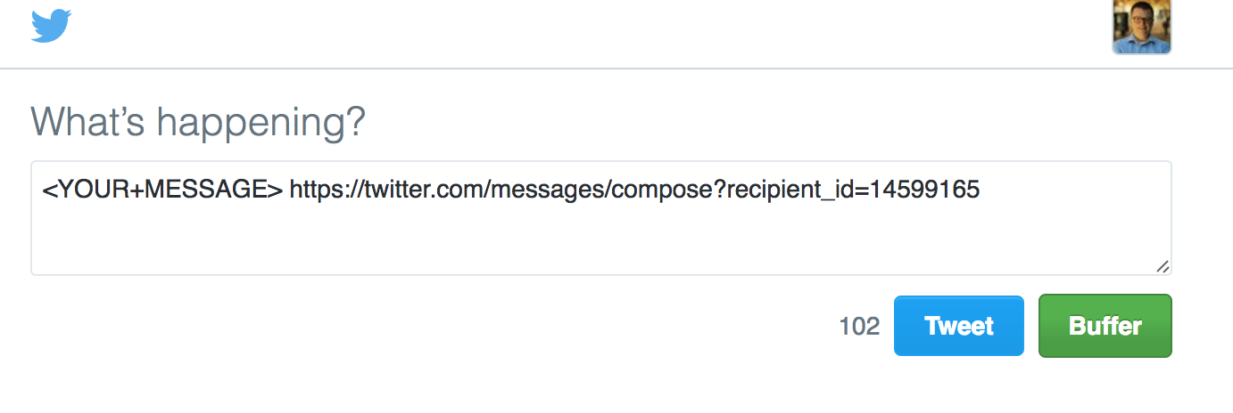 Direct message call to action in a tweet gallery image