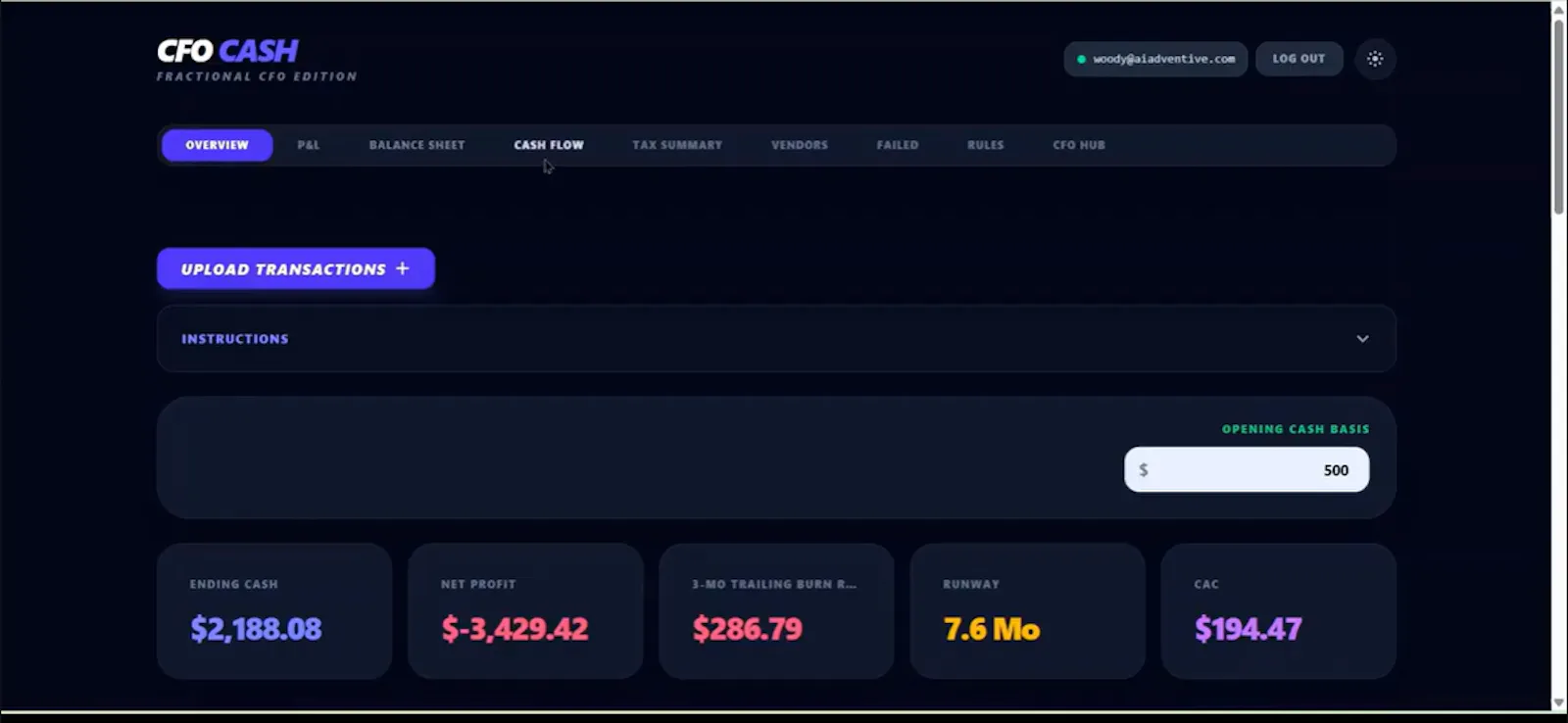 CFO Cash screenshot 2