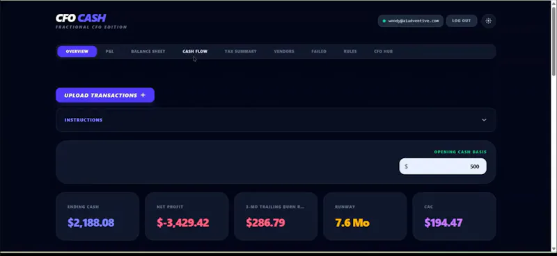 CFO Cash screenshot 2