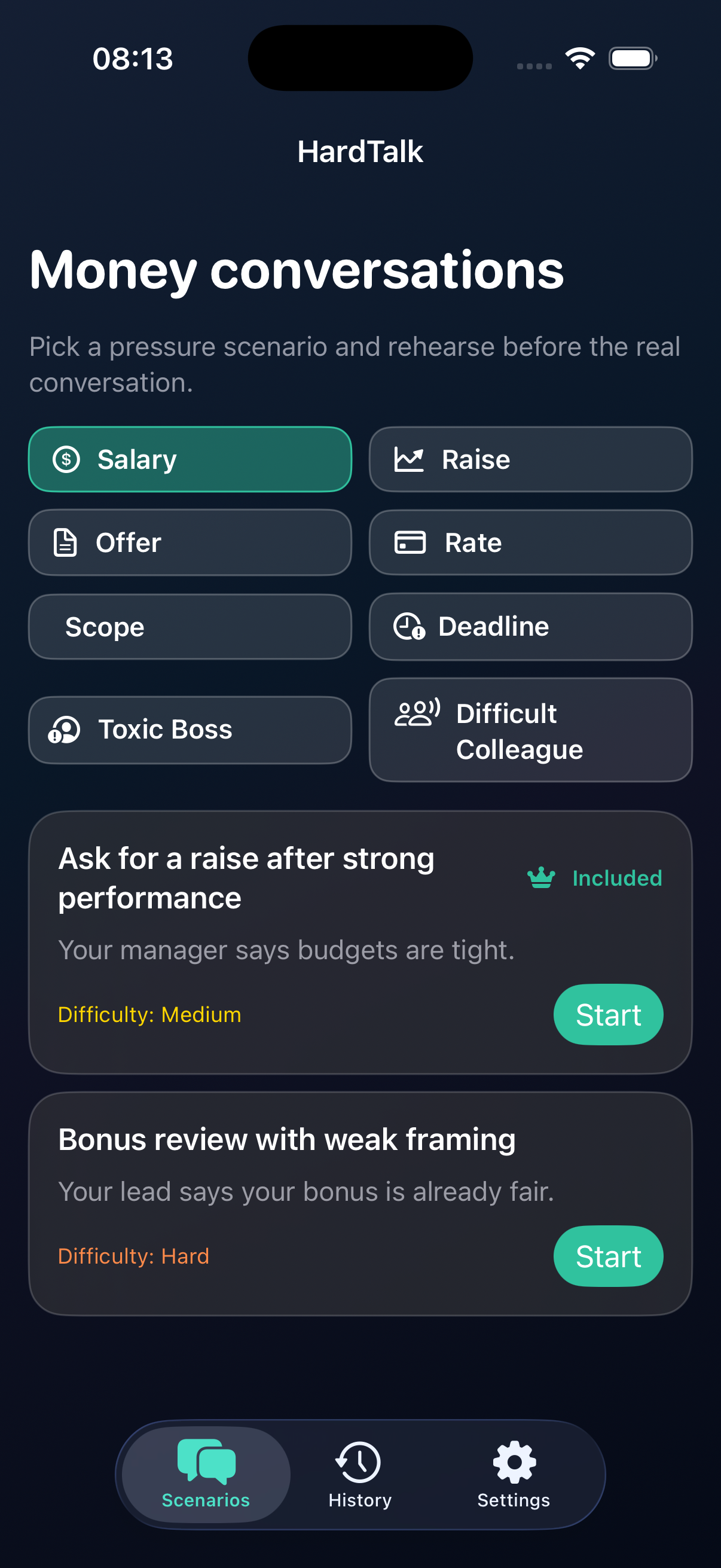 Hard Talk: Salary Negotiation - Screenshot 4 showing product features and functionality