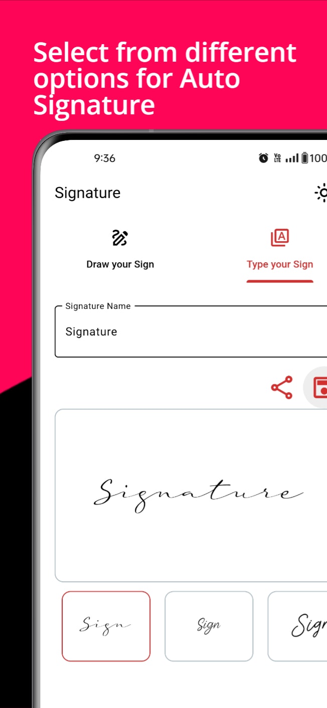 Creador de firmas - Use su dedo o lápiz óptico para dibujar una firma que desee. media 5