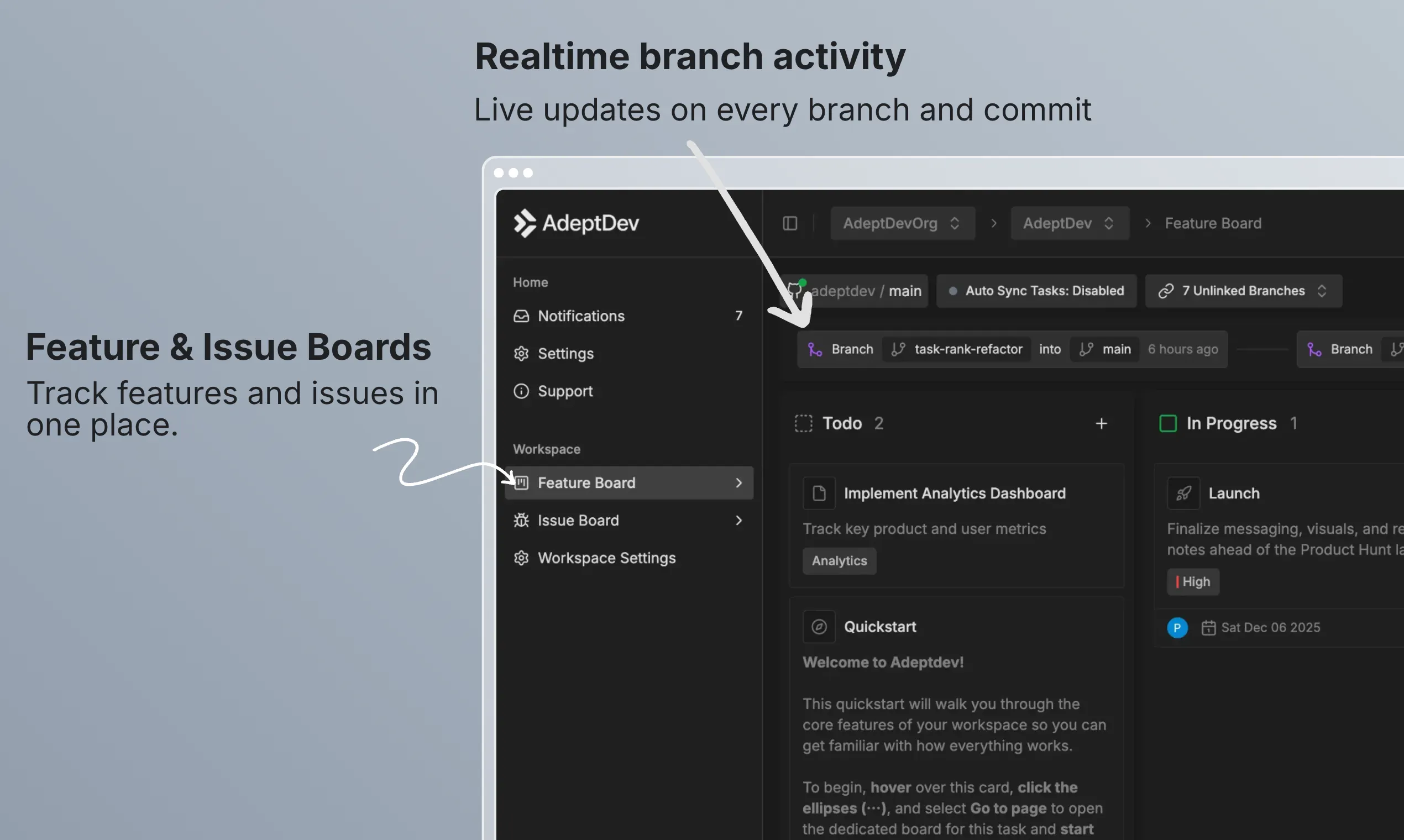 AdeptDev: Lightweight project management for founders. | Product Hunt