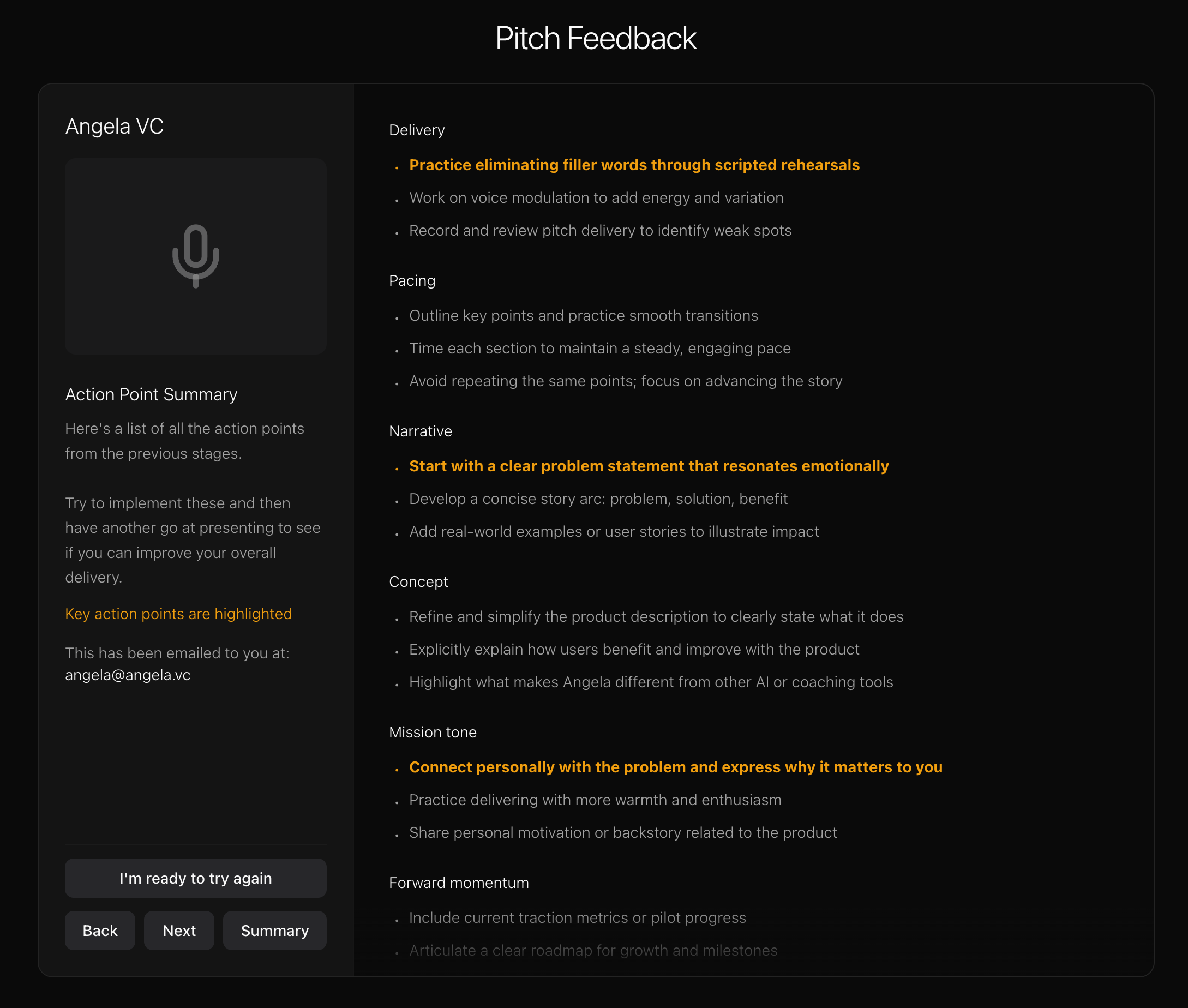 Angela.VC - Screenshot 5 showing product features and functionality