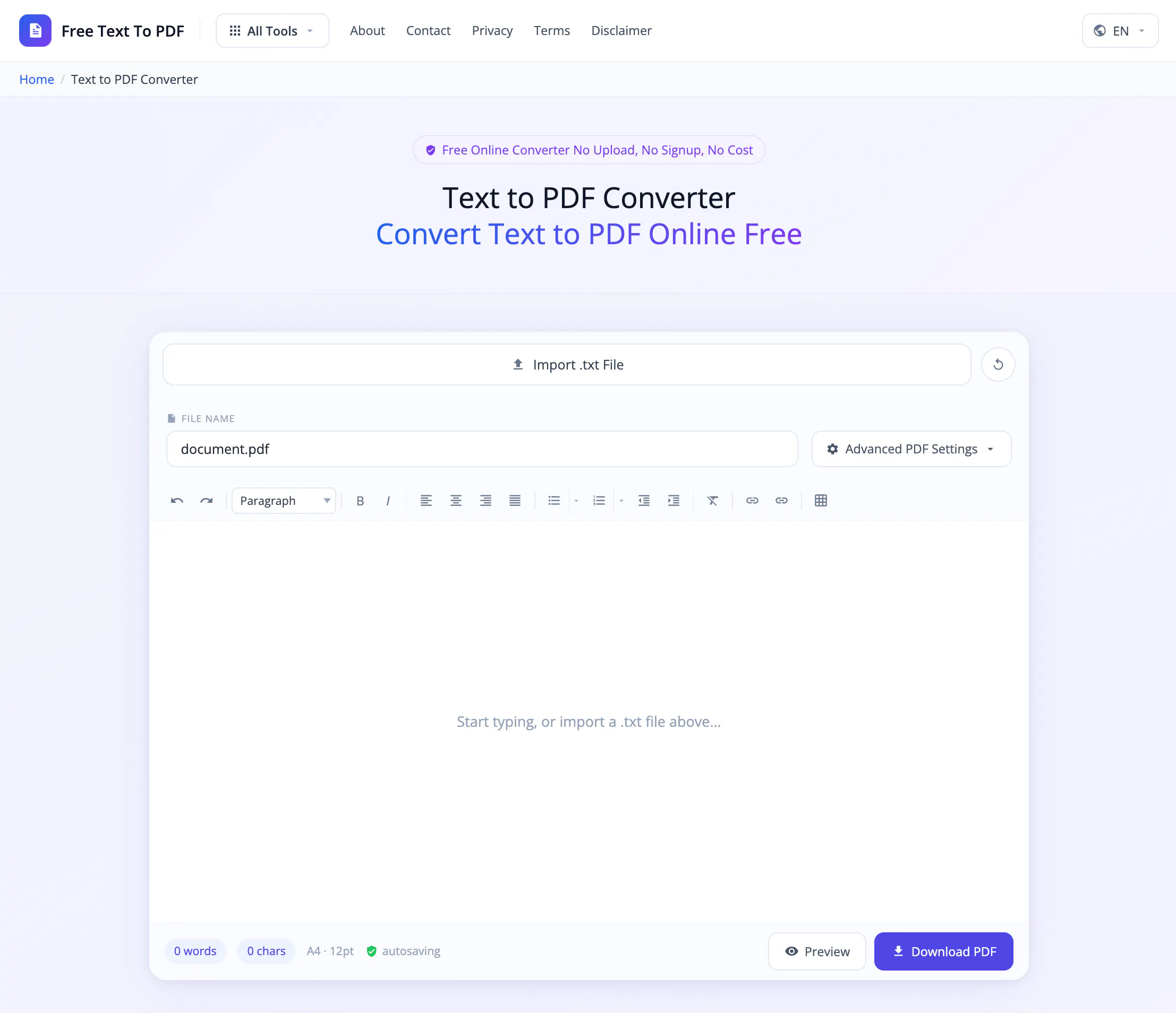 Free Text to PDF gallery image
