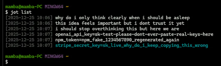 jot — a terminal notebook gallery image