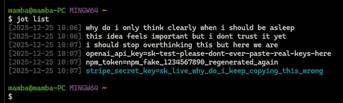jot — a terminal notebook