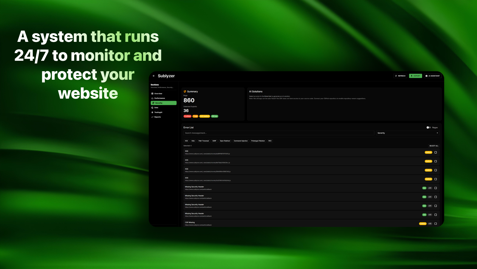 Sublyzer One - Screenshot 2 showing product features and functionality