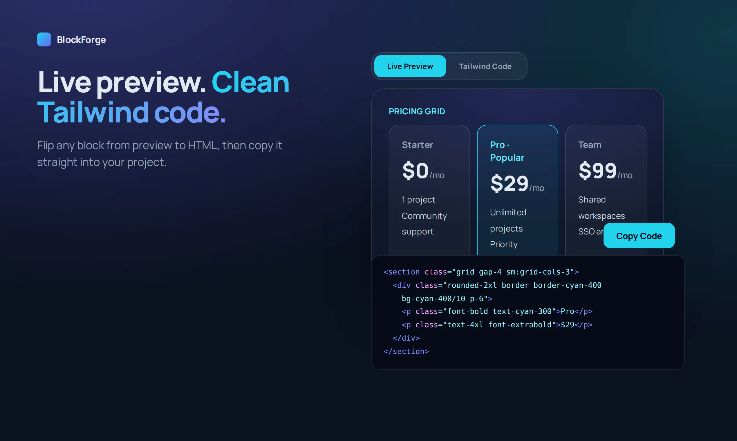 Tailwind SaaS UI Block Library gallery image