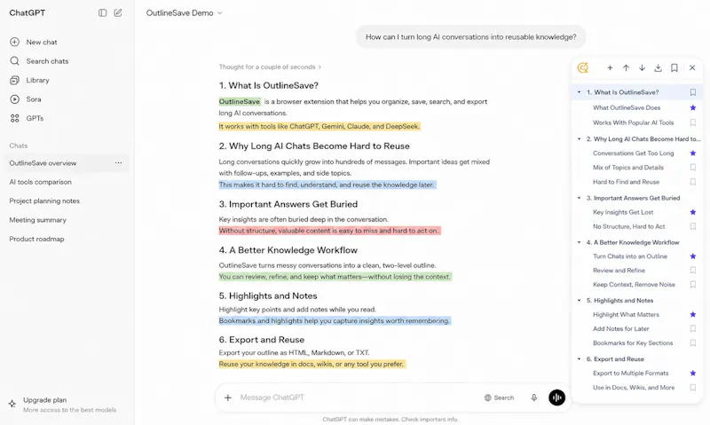 OutlineSave: AI Chats to Offline HTML screenshot 3