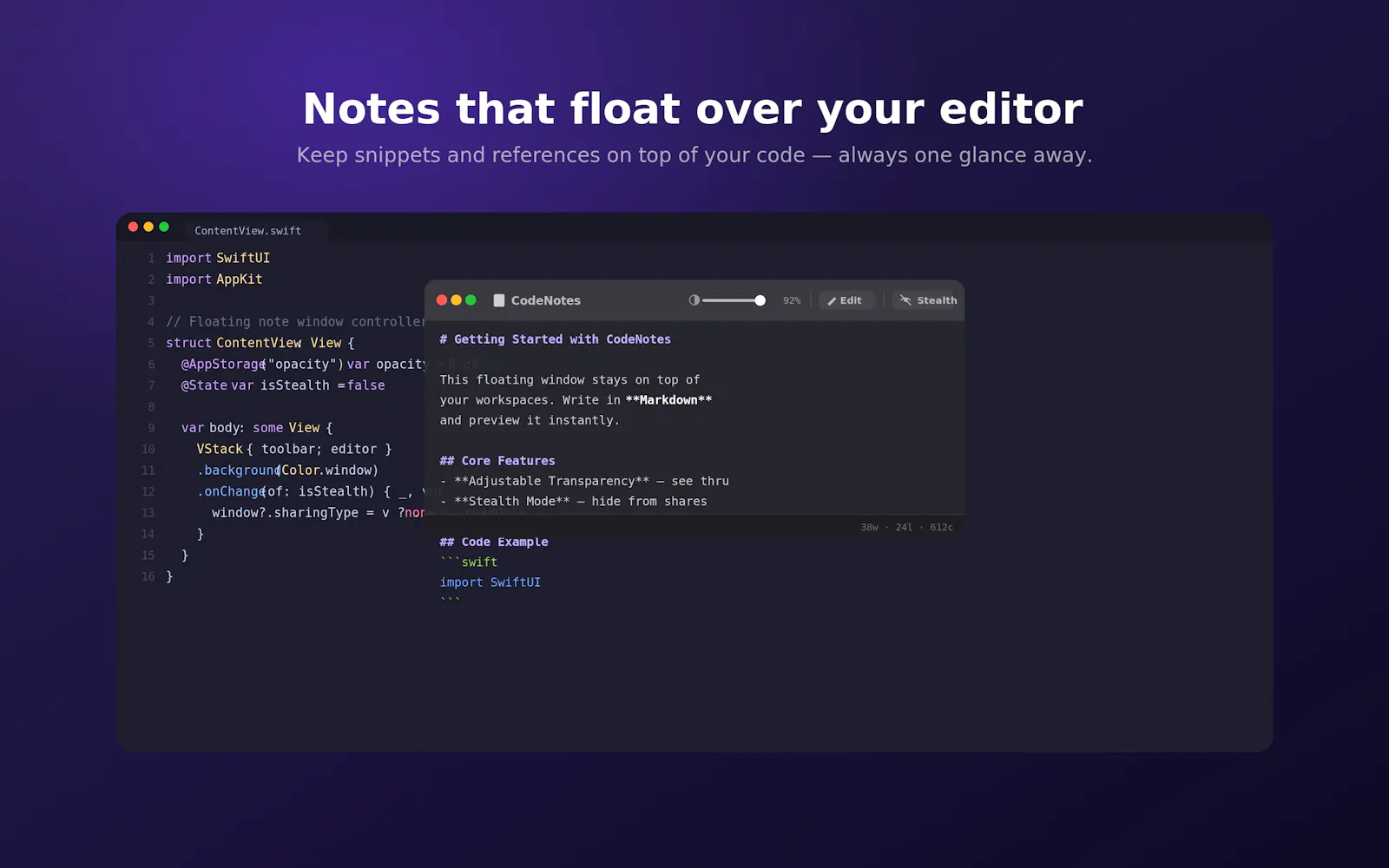 CodeNotes | The Stealth Floating Notepad screenshot 2