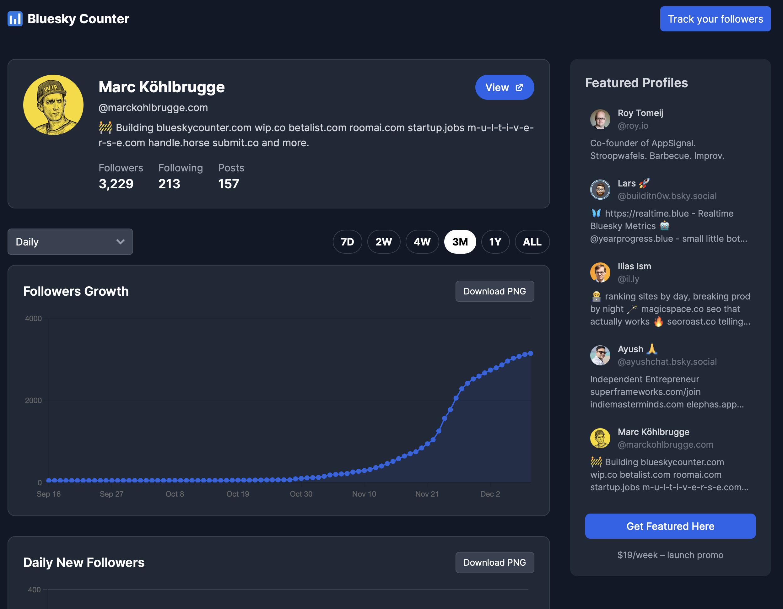 startuptile Bluesky Counter-Free analytics tool to track your Bluesky followers