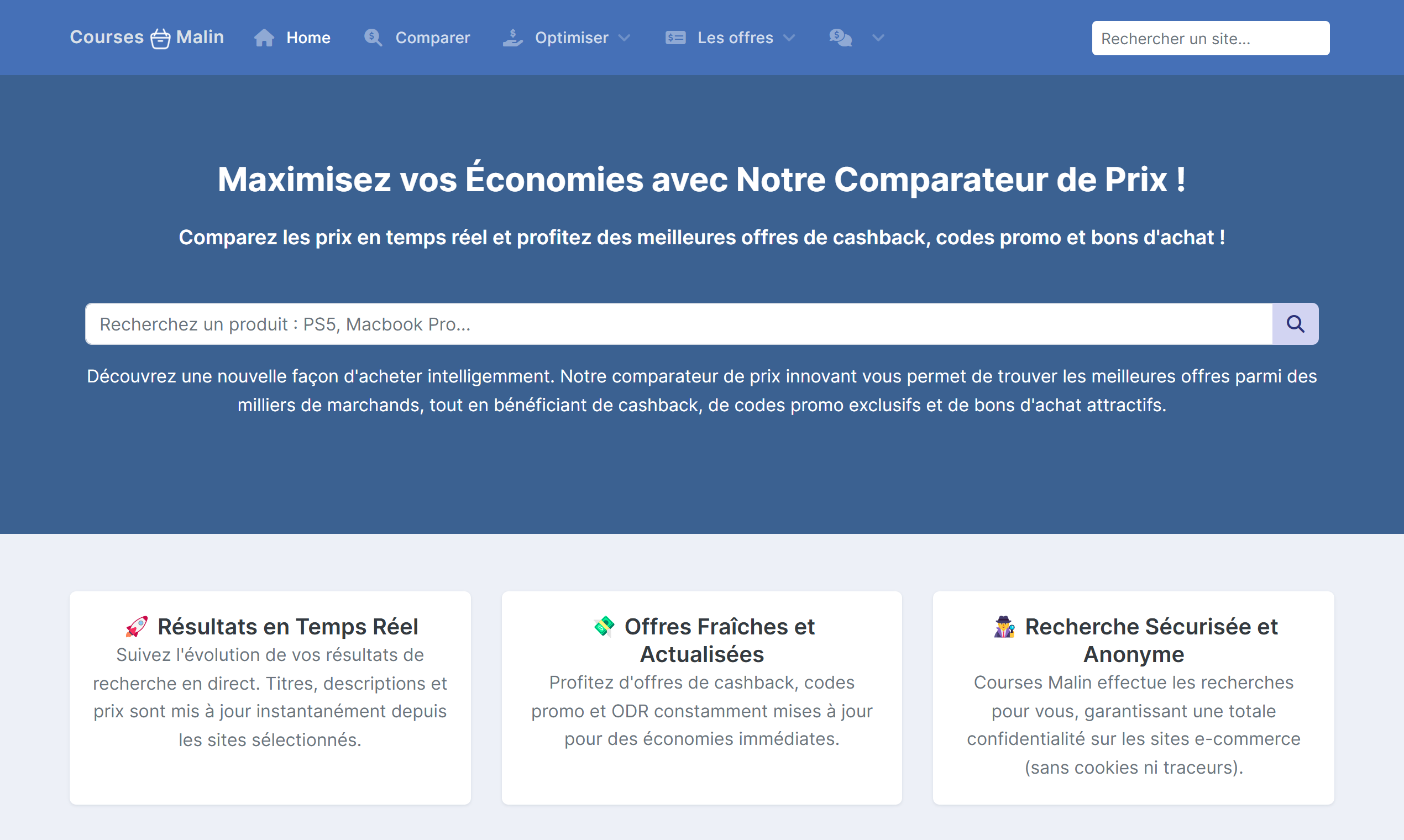 Média Cours Malin - Comparateur de cashback, promo et prix en temps réel 3