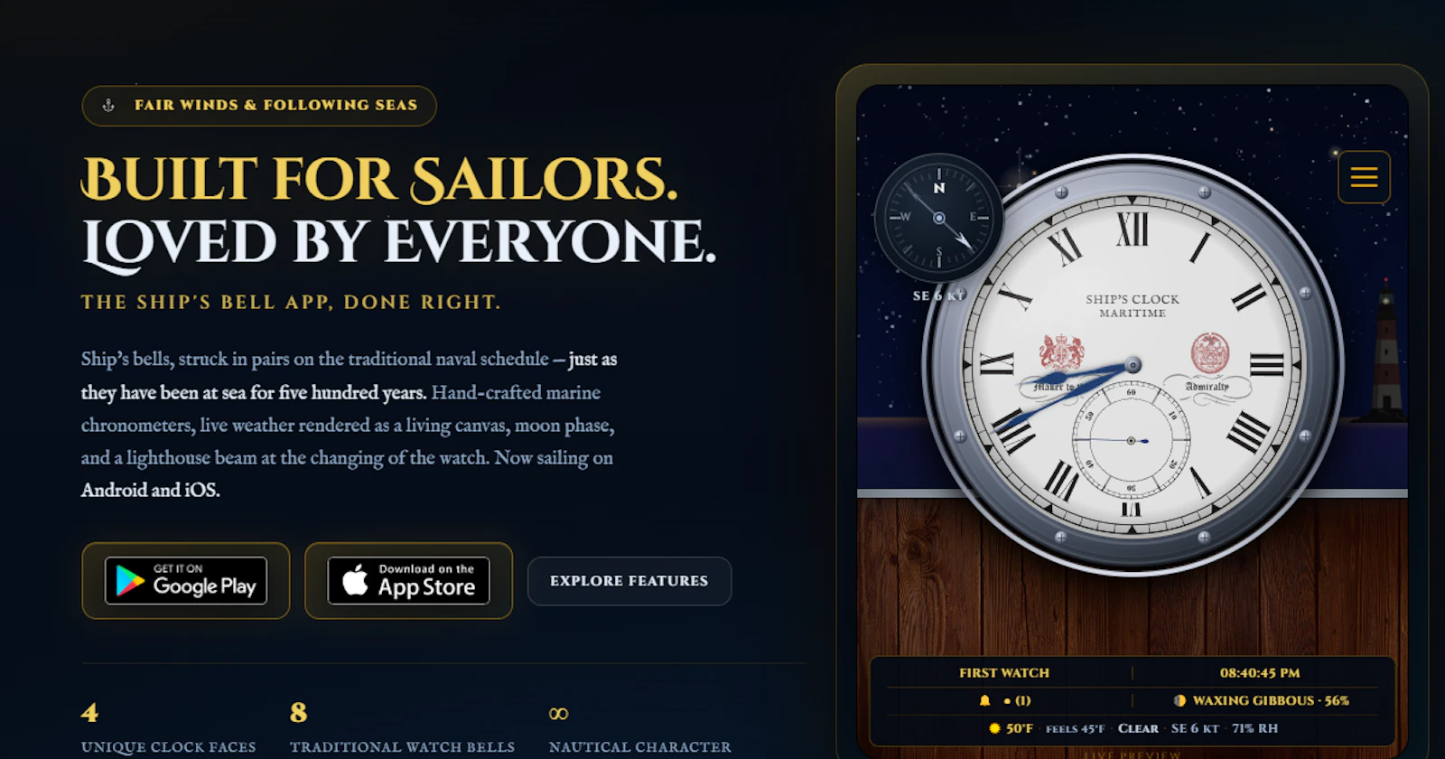 Ship's Clock Maritime Bells app screenshot 2