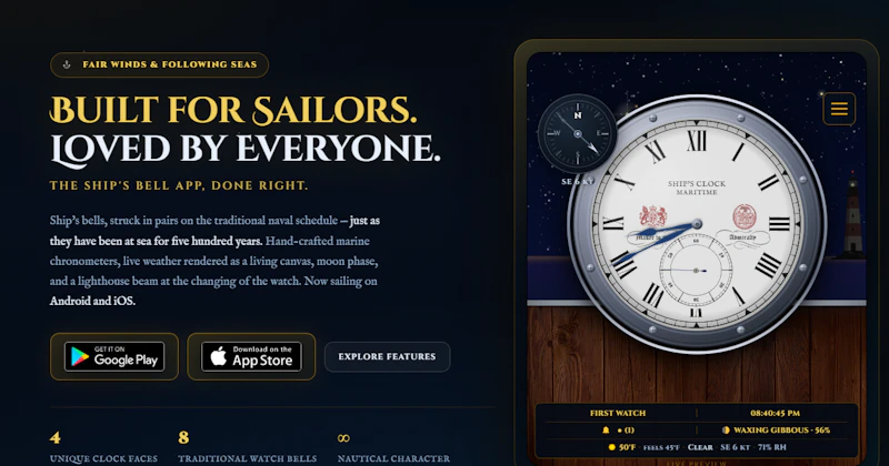 Ship's Clock Maritime Bells app screenshot 2