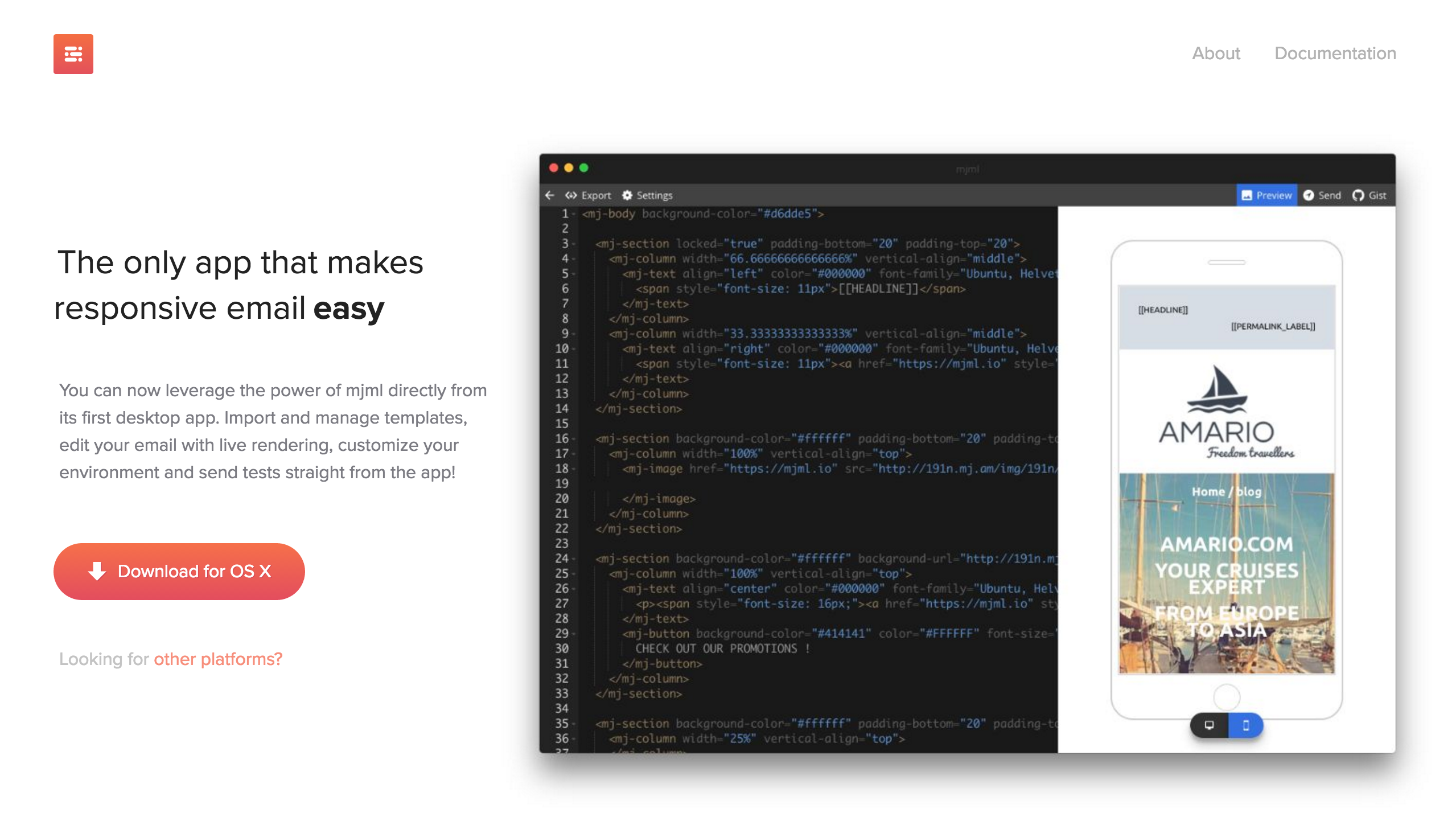 MJML App gallery image