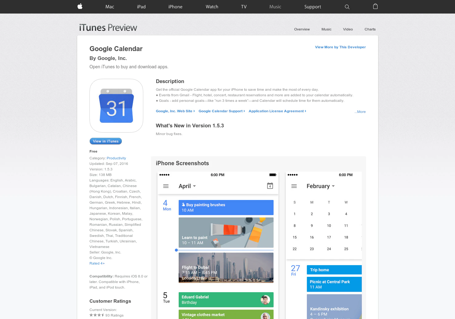 Google Calendar on iPhone