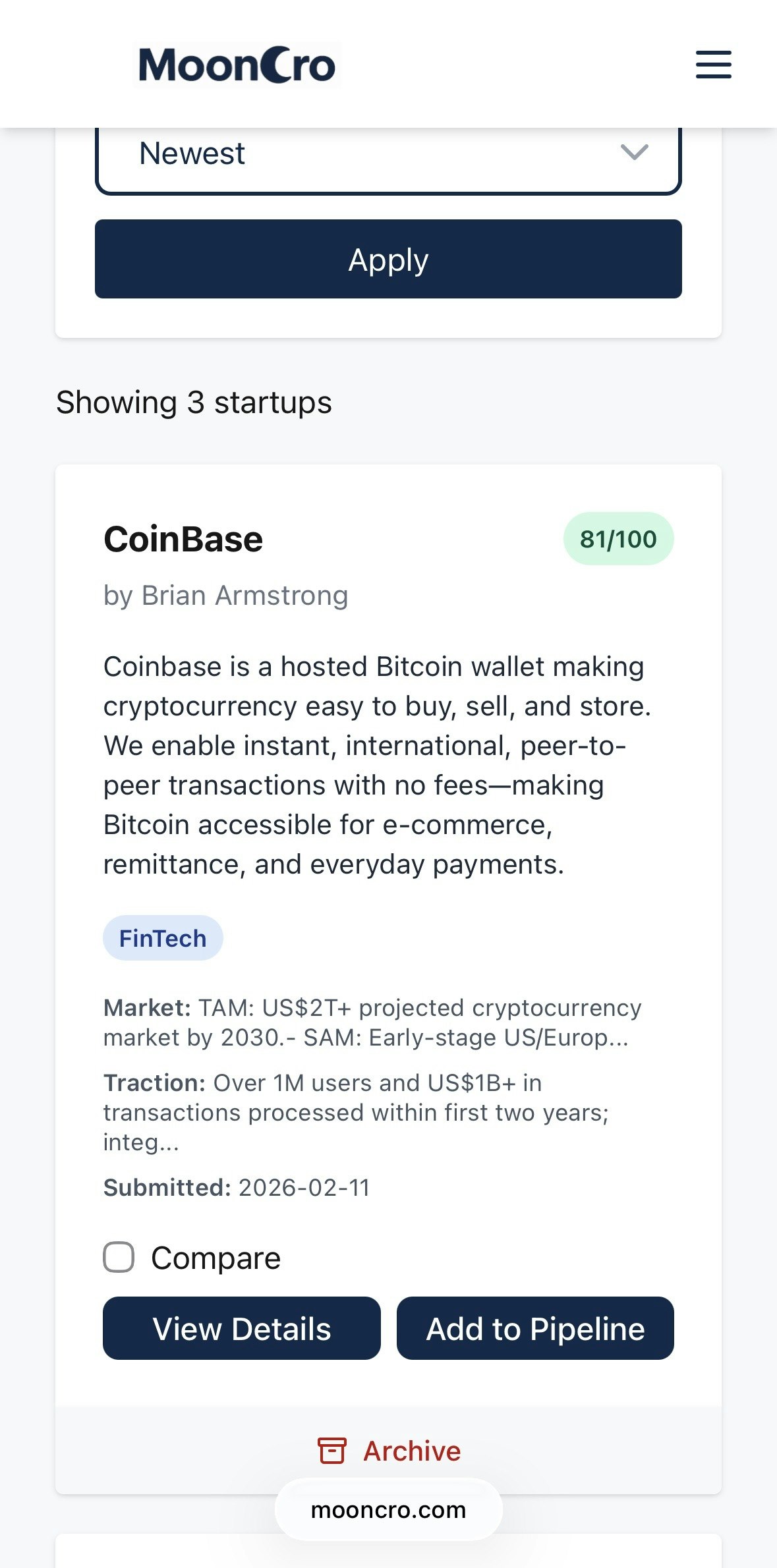 MoonCro  - Screenshot 3 showing product features and functionality