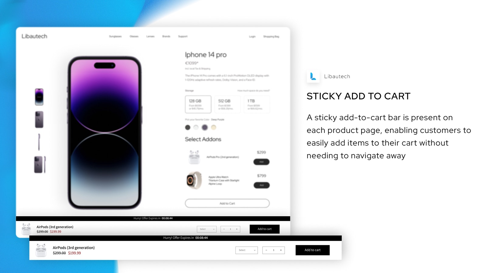 스티커 카트에 추가 - Shopify 앱 - 카트에 끈적 끈적한 추가 또는 방문자에게 지금 바 구매 미디어 4