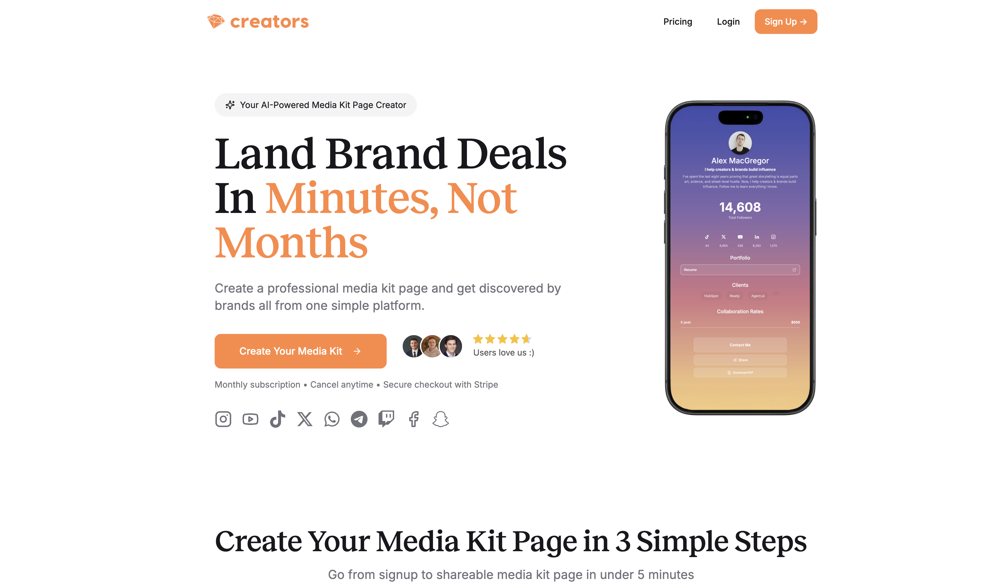 Creators - Main screenshot showing features and interface