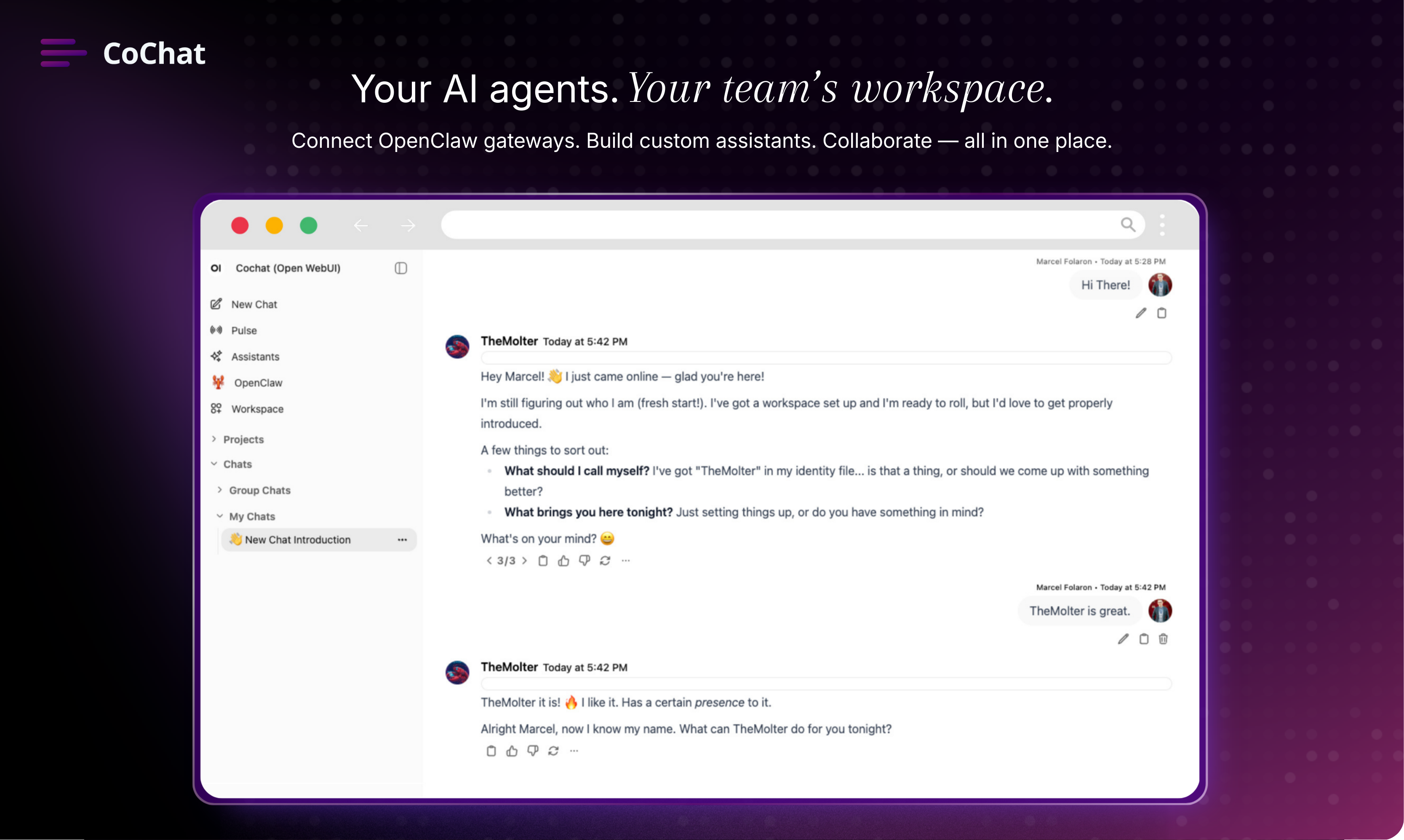CoChat - Main product screenshot demonstrating key features and user interface