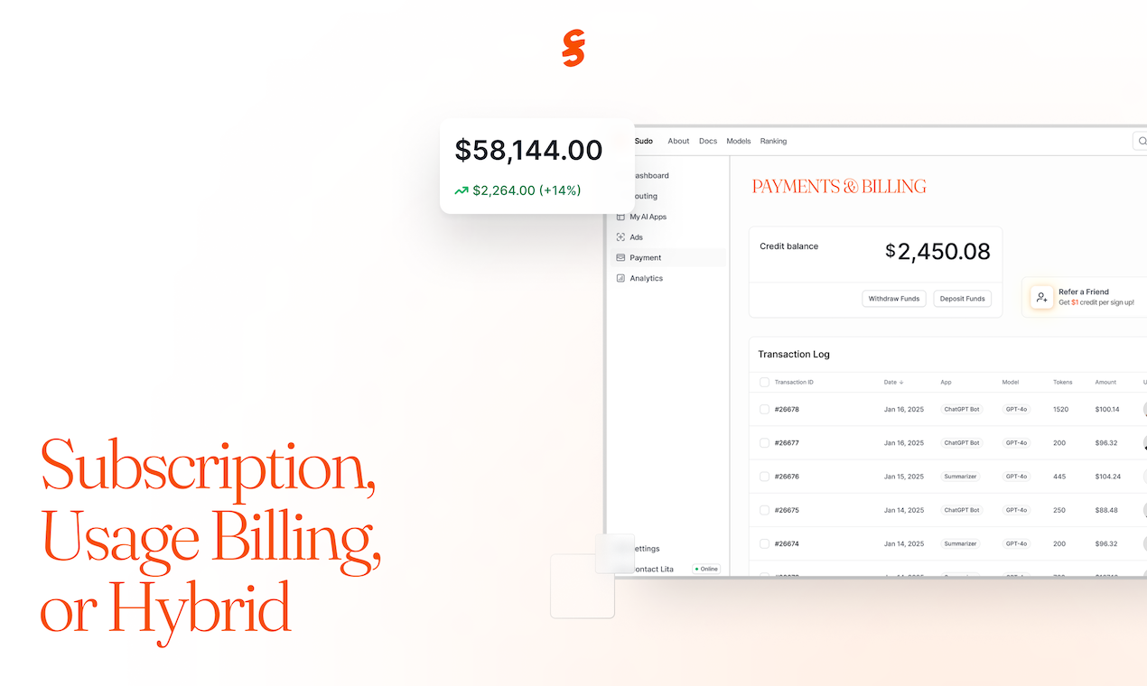 Média Sudo ai - Une API pour tout LLM - routage, contexte et monétisation 4