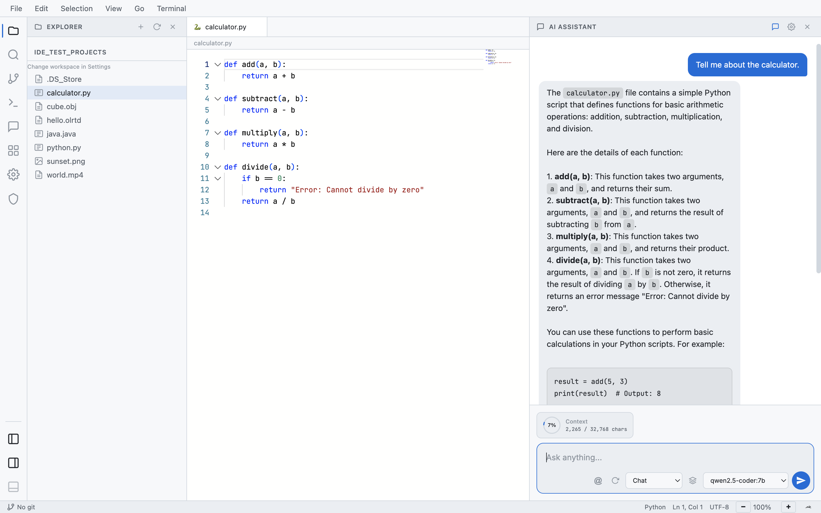 Ollie IDE - Main product screenshot demonstrating key features and user interface