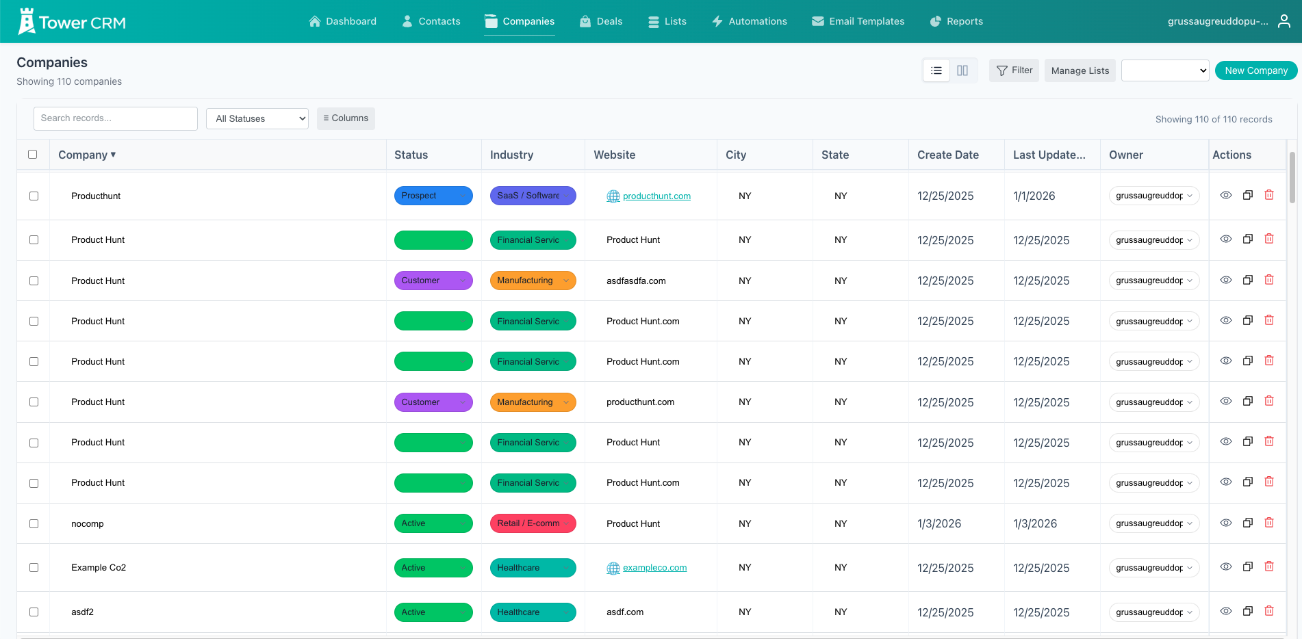 Tower CRM - Screenshot 3 showing product features and functionality