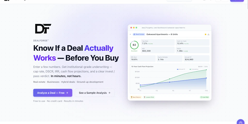 DealForge: Analyze real estate deals in seconds | Product Hunt