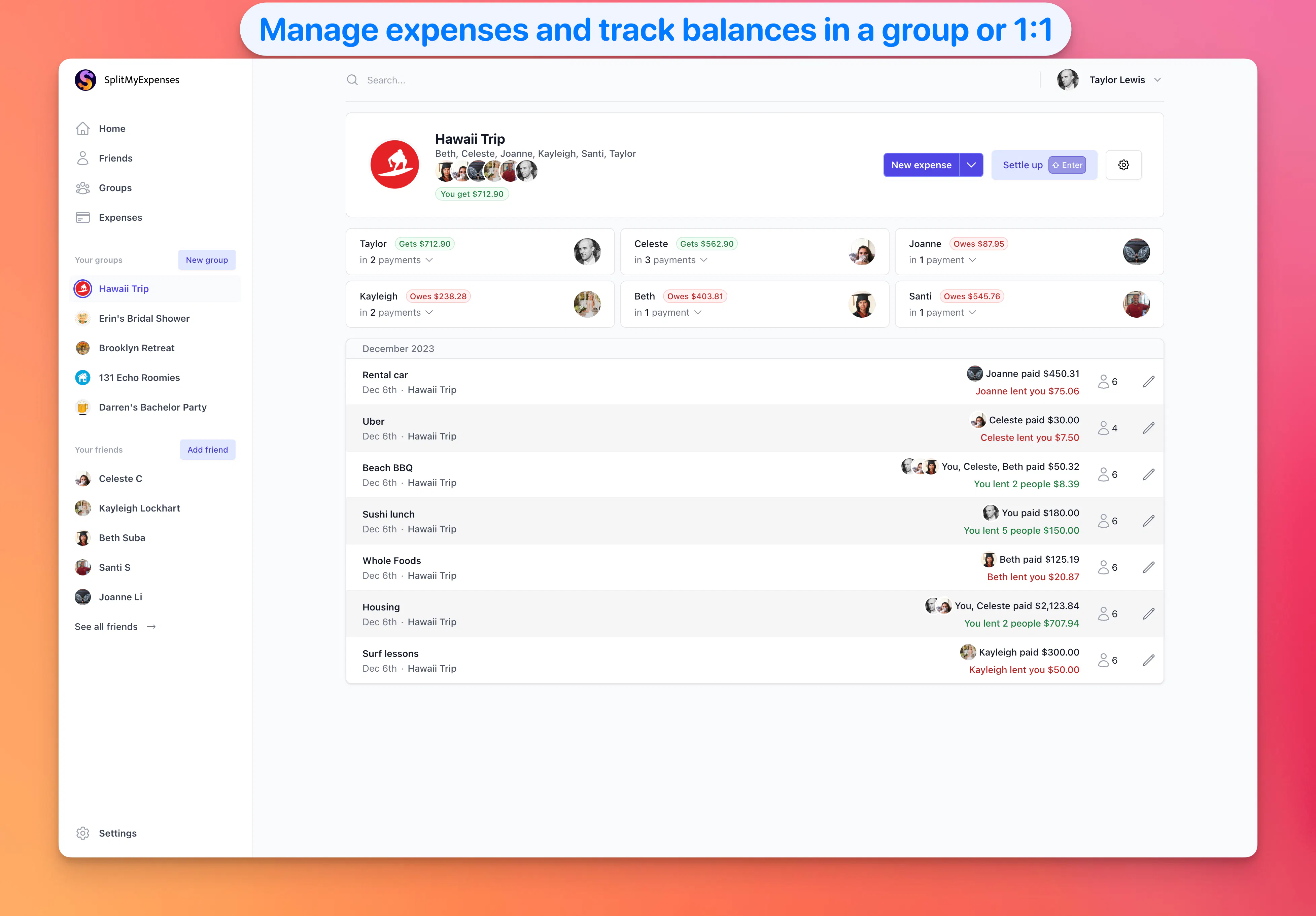 SplitMyExpenses: Split bills with friends, track balances, and settle ...